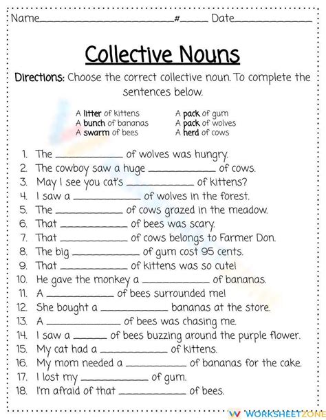 Collective Nouns Worksheet