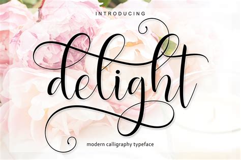 Delight script a new fresh & modern script with a handmade calligraphy style, decorative ...