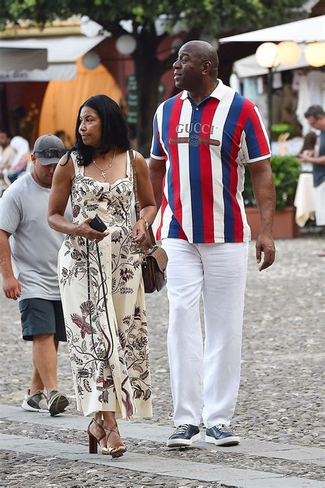 Magic Johnson takes his wife Cookie to dinner in Portofino. The retired ...