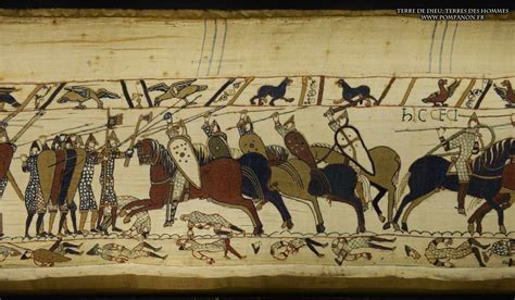 Bayeux Tapestry. Here Duke William speaks to his knights to prepare themselves manfully and ...