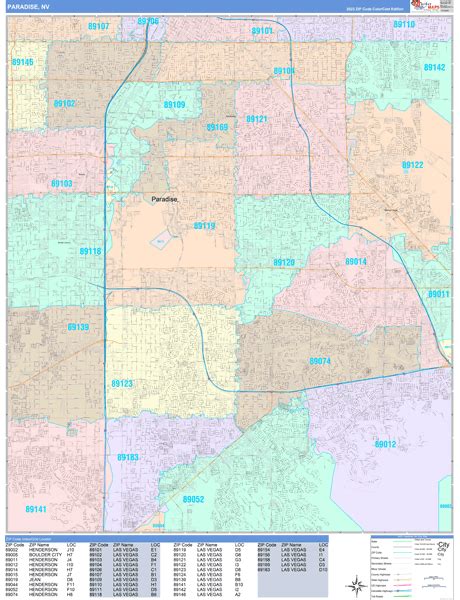 Paradise Nevada Wall Map (Color Cast Style) by MarketMAPS - MapSales