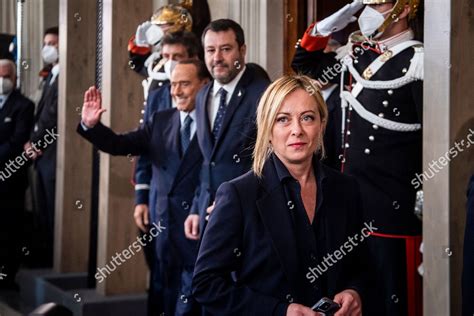 Silvio Berlusconi Giorgia Meloni Talks Press Editorial Stock Photo ...