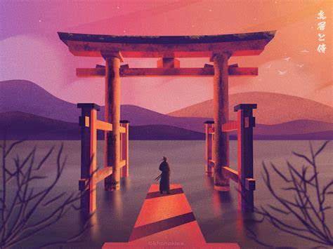 Torii gate and samurai by Khonok Lee on Dribbble