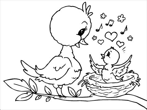 Pajarito Y Pajarito para colorear, imprimir e dibujar –ColoringOnly.Com