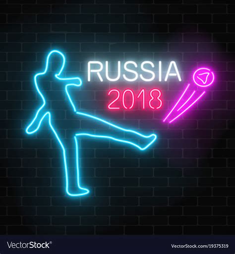 Football world cup 2018 in russia neon glowing Vector Image