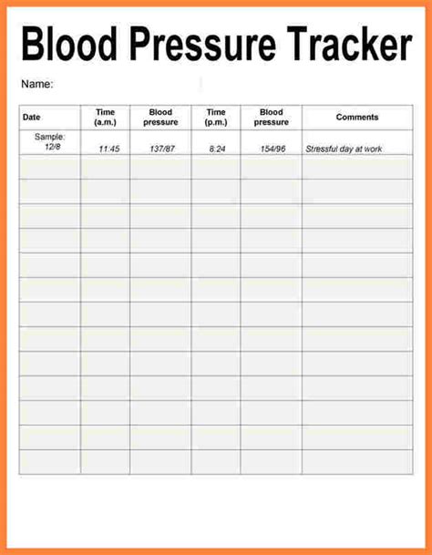 Free Printable Blood Pressure And Pulse Log