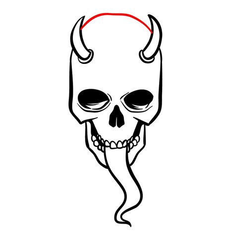 How to draw a Devil's Skull - Sketchok easy drawing guides