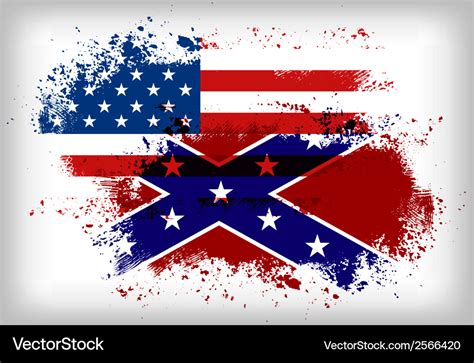 Confederate flag vs union flag civil war concept Vector Image