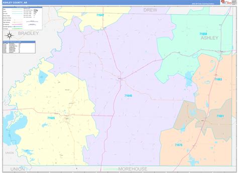 Ashley County, AR Wall Map Color Cast Style by MarketMAPS - MapSales
