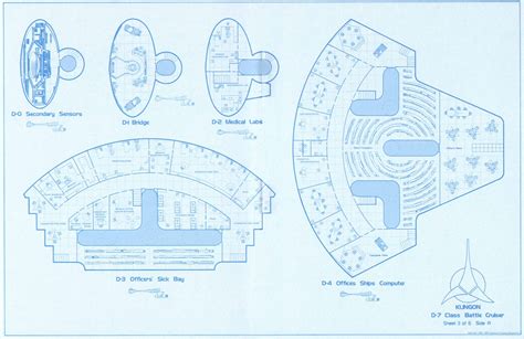 Star Trek Blueprints: Klingon D7 Class Battle Cruiser 15mm FASA Deck Plans