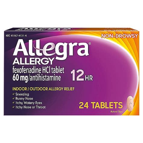 Allegra Allergy 12Hr Non-Drowsy Antihistamine 60 mg, Tablets