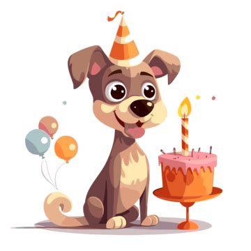 Happy Birthday Dog, Sticker Clipart Dog With Cake Happy Birthday Flat Vector Illustration ...