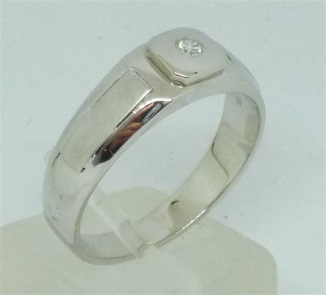 K14 white gold Men's ring with synthetic stone - size: 63,5 - Catawiki