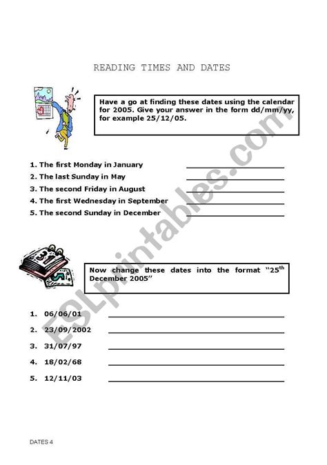 Dates - ESL worksheet by evelinamaria