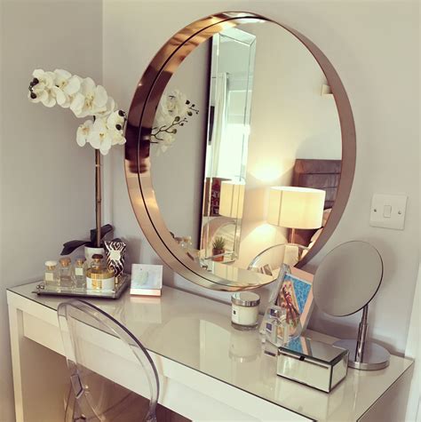 Dressing table of dreams. Round Mirror. Rose Gold. Orchids. Reflections. Jo Malone. Aerin Beauty ...