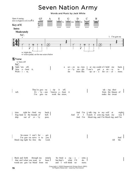 Seven Nation Army sheet music by The White Stripes (Guitar Lead Sheet ...