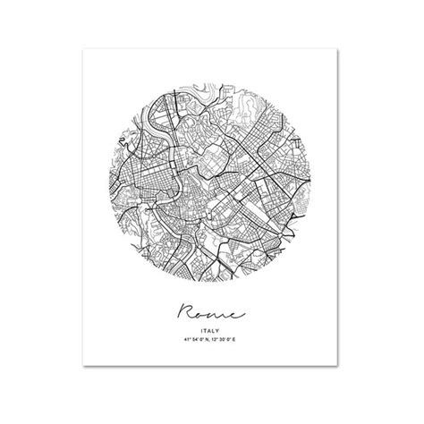 Abstract City Maps Wall Art Black White Fine Art Canvas Prints Nordic ...