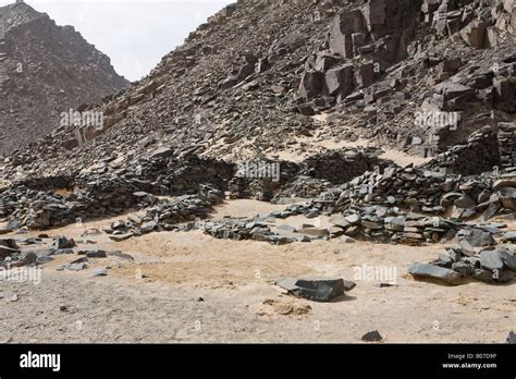 Ancient quarry workers huts at Wadi Hammamat, Eastern Desert, Egypt, North Africa Stock Photo ...