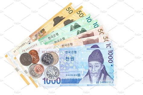 Different value south korean currency bill and coins save your money ...