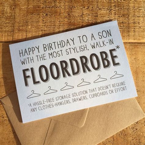 Funny Son Birthday Card, For a son who has a stylish, walk-in Floordrobe | Birthday cards for ...