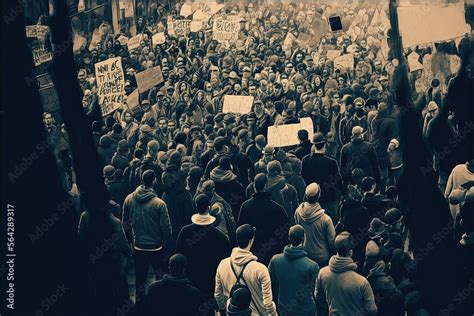 Large group of people protesting.. Big crowd of people on the streets ...