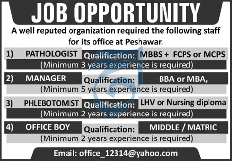 Job Opportunities at Private Hospital Peshawar 2024 Job Advertisement Pakistan