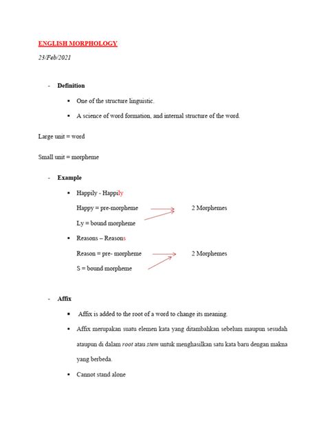 ENGLISH MORPHOLOGY | PDF | Word | Morphology (Linguistics)