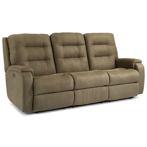 Flexsteel Arlo Contemporary Power Reclining Sofa with USB Ports | Turk ...