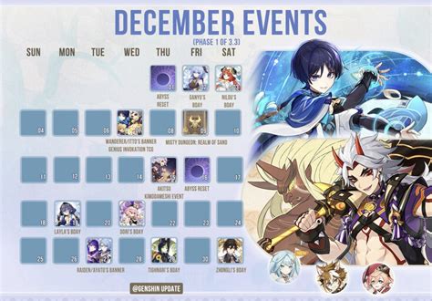 Genshin Impact December Events Calendar! (@GenshinUpdate)-Twitter : r/Genshin_Impact