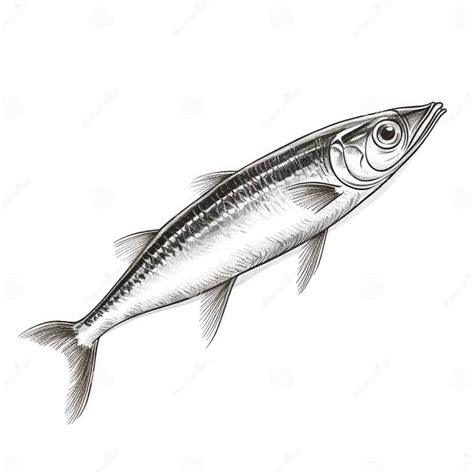 Harsh Realism Sketch of Sardine Fishes: Detailed Anatomy in White and Silver Stock Illustration ...