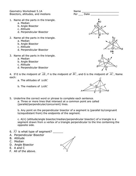 Angle Bisector Theorem Worksheet – E Street Light