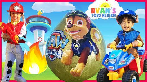 PAW PATROL TOYS Giant Egg Surprise opening with Ryan! - YouTube