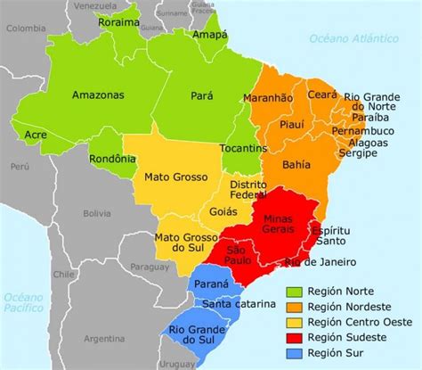 Brazil map regions - Brazil regions map (South America - Americas)