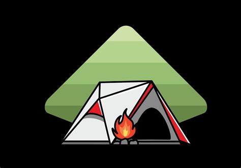 Triangle camping tent and bonfire illustration design 10270176 Vector ...