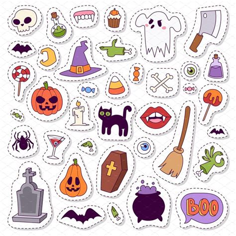 Halloween symbols vector collection, a Decorative Illustration by ...