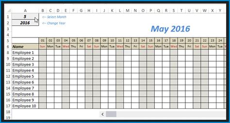 Monthly Work Calendar Template Excel | PDF Template