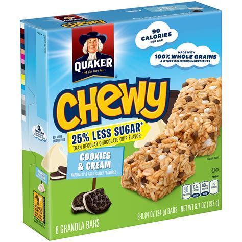 Quaker Chewy Granola Bars Cookies Cream 25 Less Sugar 8 ct; 6.7 oz | Shipt