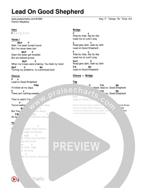 Lead On Good Shepherd Chords PDF (Patrick Mayberry / Crowder) - PraiseCharts