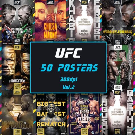 UFC Poster Set of 200, UFC Wall Art, MMA Wall Decor, Boxing Prints, Wrestling Wall Art, Sport ...