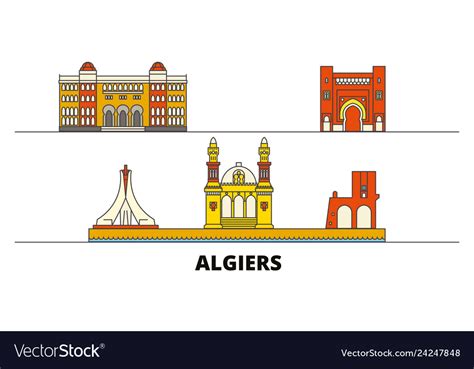 Algiers flat landmarks Royalty Free Vector Image