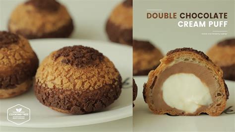 더블 초콜릿 크림 쿠키슈 만들기 : Double Chocolate Cream puff (Cookie Choux) : ダブルチョコレ... | 디저트 레시피, 맛있는 케이크, 빵굽기