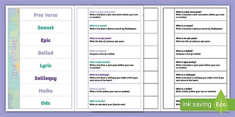 Types of Poetry Flap Book for 3rd-5th Grade (teacher made)