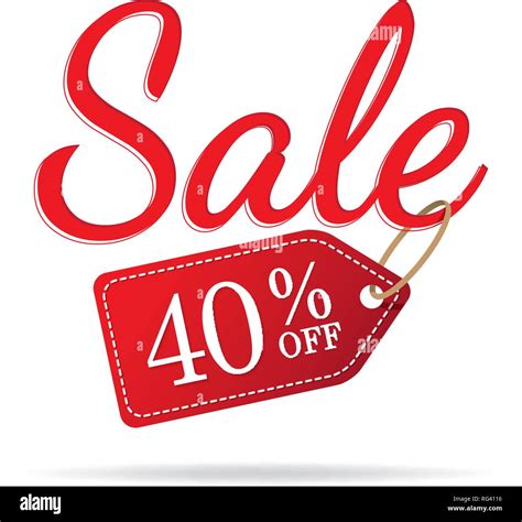 Vol.3 Sale sign set red on white background 40 percent off heading design for banner or poster ...