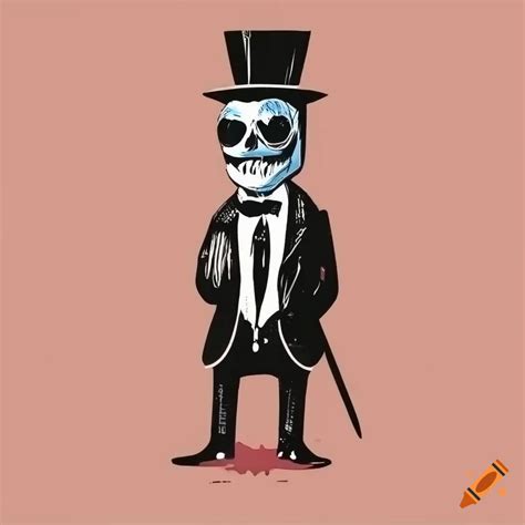 Jack skellington in a tuxedo linocut vector art on Craiyon