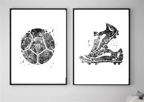 Soccer Ball and Soccer Shoes Print Set Black and White Soccer - Etsy