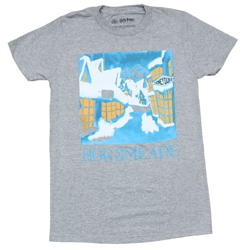 Harry Potter Adult New T-Shirt - Hogsmeade Snowy Stylized Pic | eBay