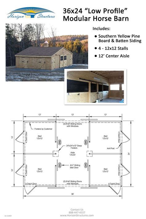 24x36 4-stall modular horse barn. Delivered in 2 pre-built sections and finished by our crew in ...