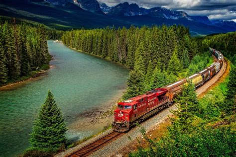 Download Mountain Locomotive Landscape Forest River Vehicle Train HD ...