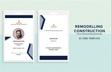 Remodelling Construction ID Card Template in PSD, PNG, Illustrator ...