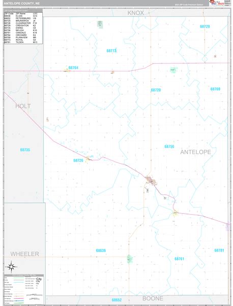 Antelope County, NE Wall Map Premium Style by MarketMAPS - MapSales